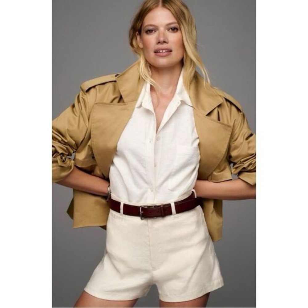 Anthropologie Cream High Waist Shorts